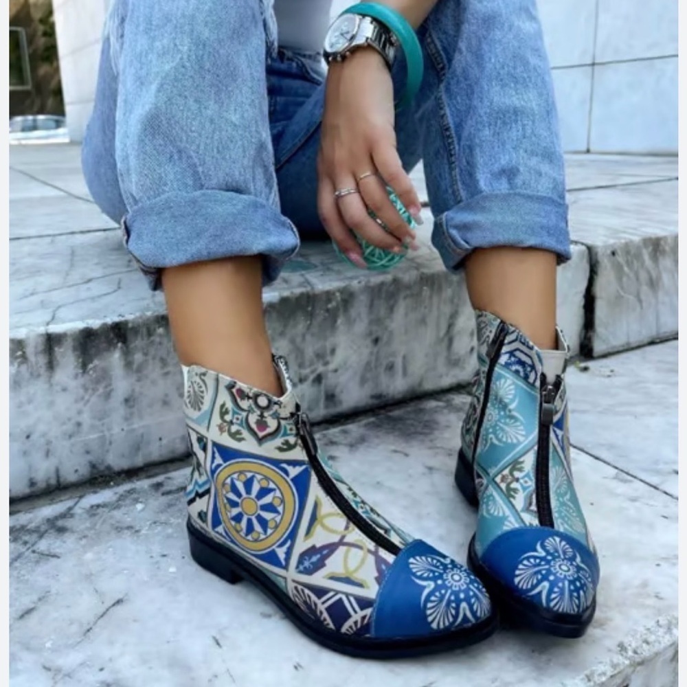 Goby Shoes wearable art Unique Ankle Boots Turkish sz 9.5